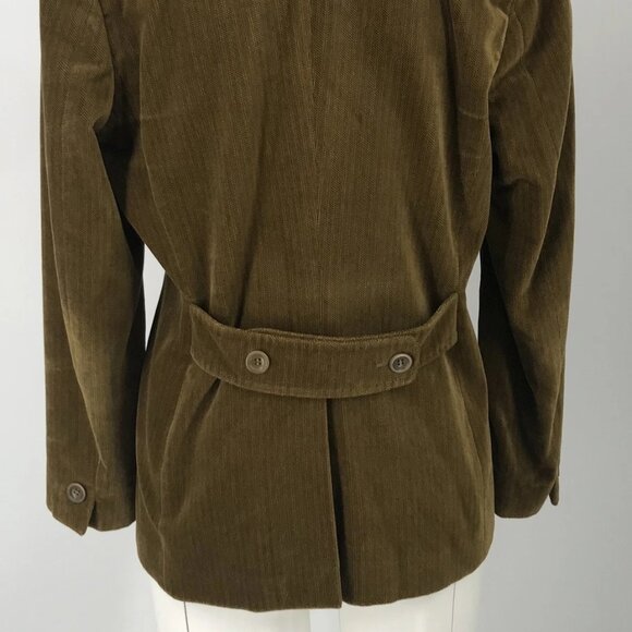 Max Mara golden brown herringbone print cotton velvet peak lapel blazer sz 12 - Picture 4 of 9